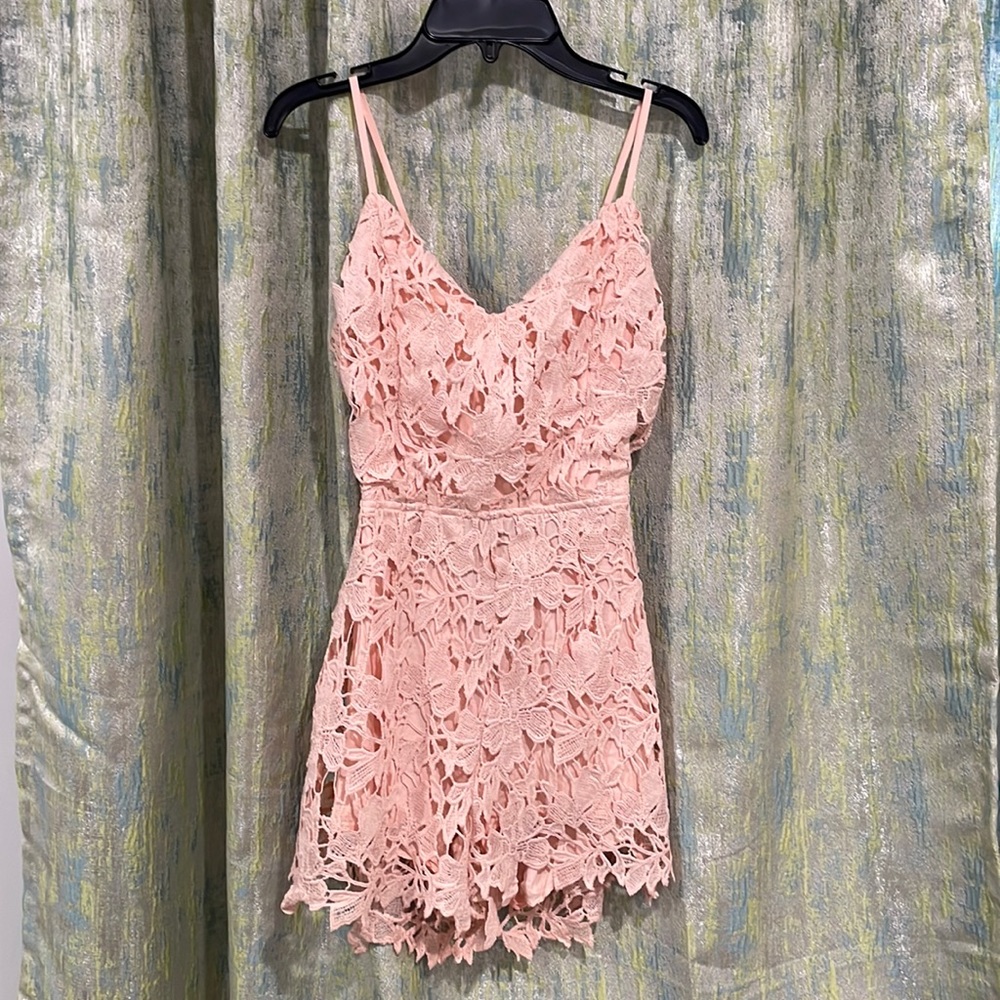 Ark & Co pink lace romper in size small.